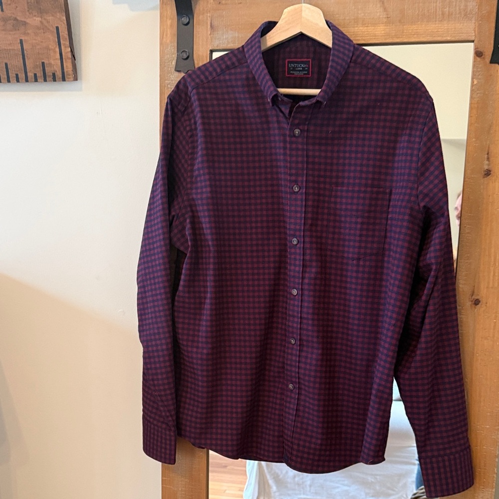 UNTUCKit Leland Gingham Long Sleeve Button Down Shirt Size L